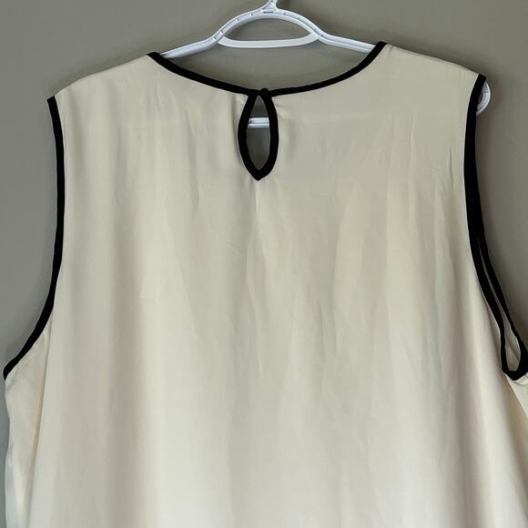 CJ Banks Off White with Black Lace Tank Top Size 1X - Picture 7 of 13